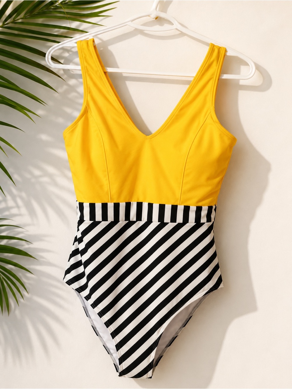 Cupshe Yellow and Black Striped One-Piece Swimsuit size small